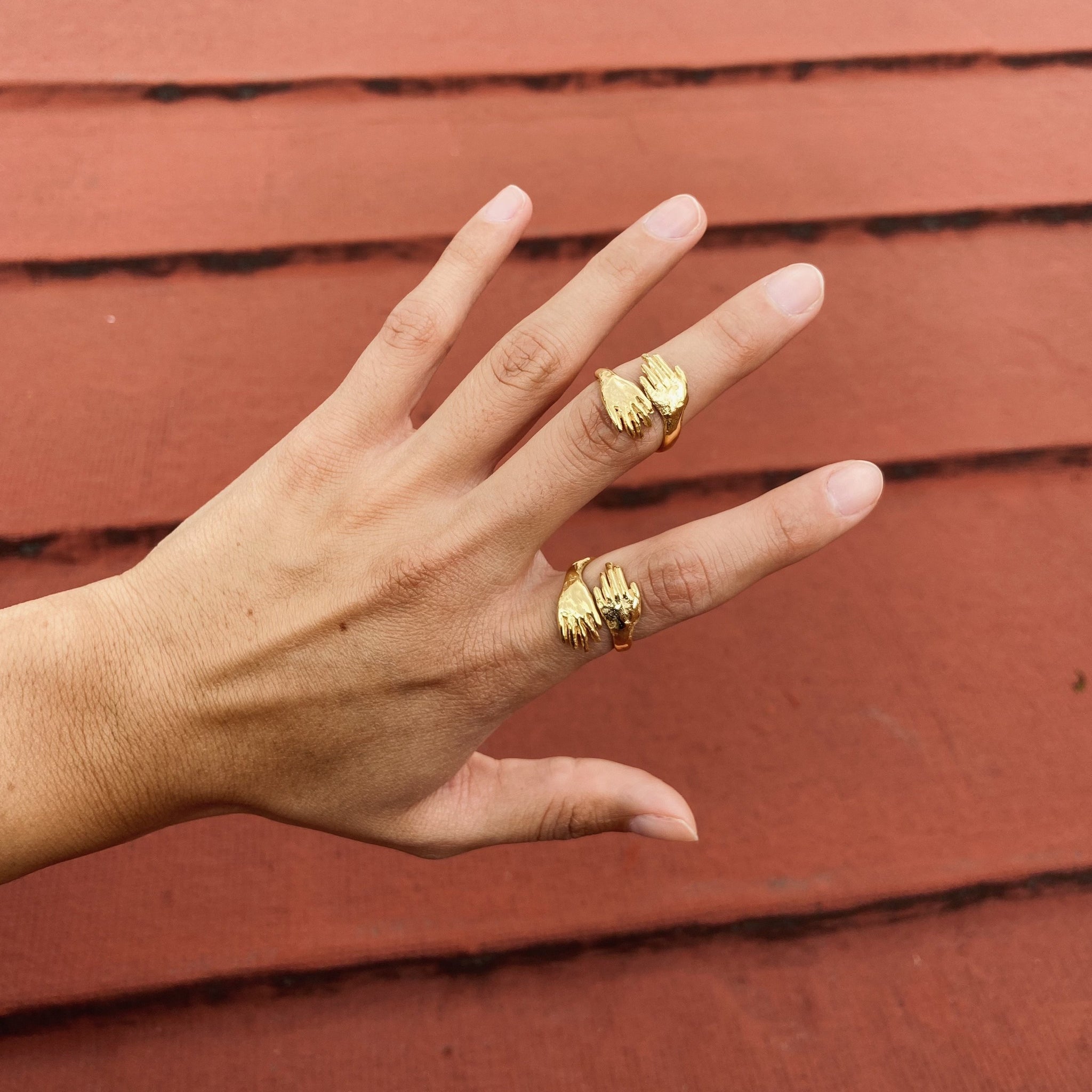 Anillo Dos Manos Oro